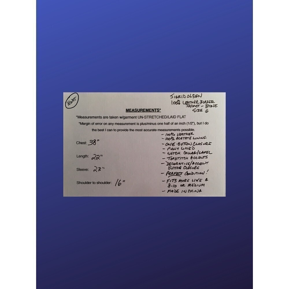 Sigrid Olsen 100% Leather Blazer Jacket, Bone Bei… - image 8